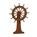 Vintage Wooden Ship Wheel Decorative Ornaments Set With Stand Base