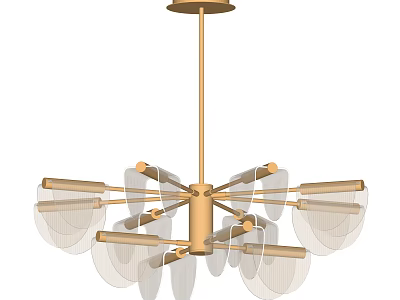 Modern Chandelier With Metal Frame And Multiple Transparent Glass Shades For Interior Decor 3d model