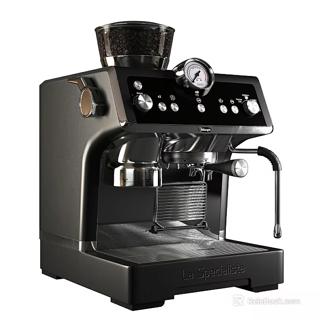 Black La Specialista Espresso Machine Modern Kitchen Appliance With Control Knobs And Pressure Gauge 3d model 