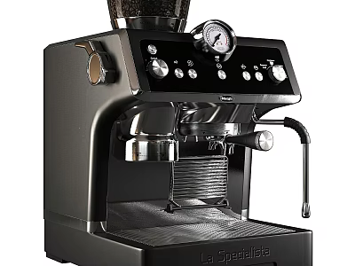 Black La Specialista Espresso Machine Modern Kitchen Appliance With Control Knobs And Pressure Gauge 3d model