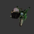 Black Motorcycle With Sidecar Headlight Rear Mirrors And Orange Indicators