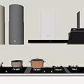 Modern Kitchen Appliances Featuring Range Hoods Gas Stoves And Pots In Various Styles