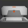 Industrial Equipment Circular Structure With Silver Blades White Body Orange Accents And Metal Base