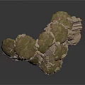 Rocky Terrain Scenery Component With Grass Covered Hills And Natural Elements