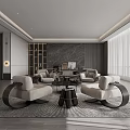 Modern Office Interior With Comfortable Sofas Coffee Table And Floor To Ceiling Windows