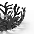 Black Ceramic Bowl With Intricate Coral Inspired Design For Home Decor