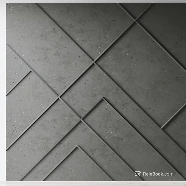 Geometric Wall Decor Featuring Intersecting Lines Forming Gray Matte Diamonds And Squares 3d model 