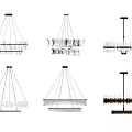 Various Modern Chandeliers With White Shades Gold Details And Circular Or Petal Designs