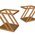 Wooden Side Tables With Z Shaped Frame And Glass Top Slatted Base