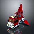 Red And White Volkswagen Toy Vehicle With Rocket Tail And Classic Design