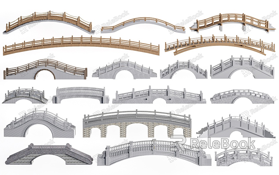 Stone Bridge Stone Arch Bridge Landscape Bridge Small Bridge model