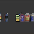 Colorful Food Storage Bottles With Different Labels And Various Sizes