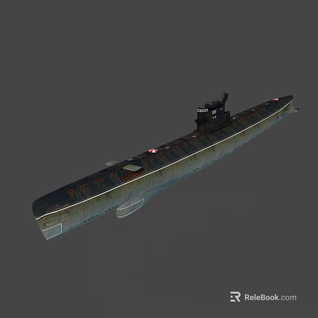 Military Submarine Water Vehicle With Streamlined Design And Surface Navigation 3d model 
