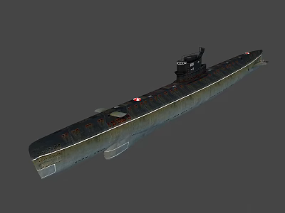 Military Submarine Water Vehicle With Streamlined Design And Surface Navigation 3d model
