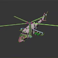 Detailed 3D Helicopter Model With Rotor Blades Cockpit And Gray Background