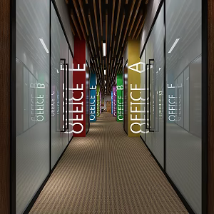 Modern Aisle Office 3d model