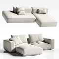 Modern Light Beige Sectional Sofa With Plush Pillows And Spacious Seating 3d model