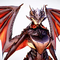 Fierce Mythical Dragon Like Game Character With Red Brown Wings And Spiked Armor