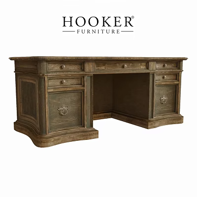 Vintage Wooden Dining Table With Drawers And Carved Details For Home Furniture 3d model