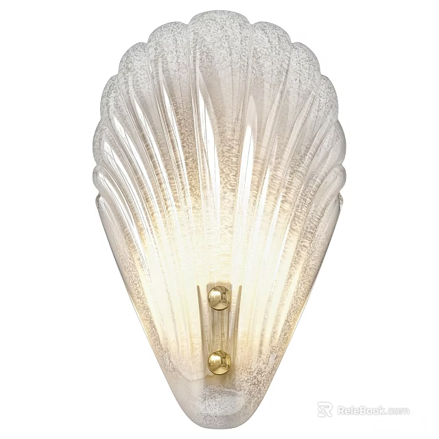 Elegant Shell Shaped Glass Wall Lamp with Textured Design Golden Base and Warm Lighting Glow 3d model 