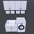 Modern Bathroom Cabinet With Washing Machine Sink And Storage Cabinets