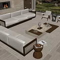 Quiet sofa tea table combination 3d model
