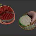 Red And White Single Sofa With Wooden Frame Curved Design Modern Style