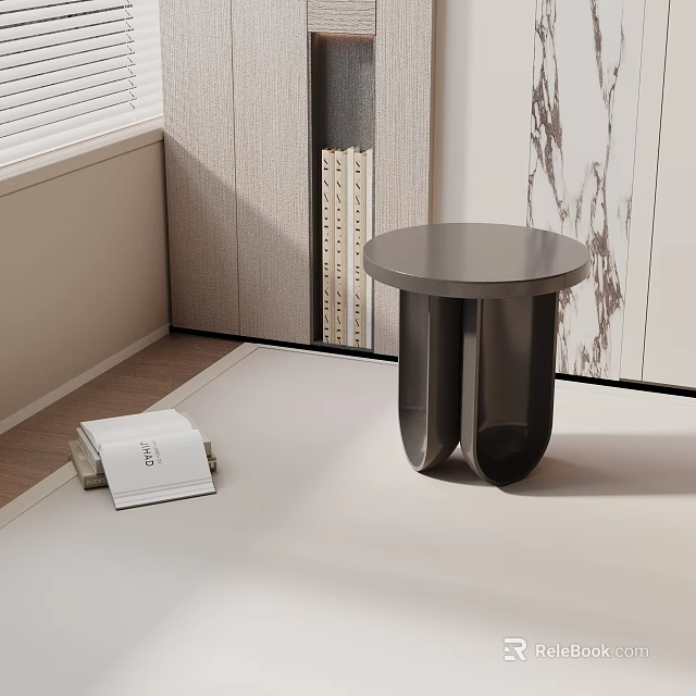 Modern Stylish Side Table With Unique Curved Legs In Minimalist Interior 3d model