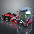 Modern Red And Gray Truck Chassis With Multiple Wheels And Roof Rack Design