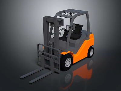 Orange and Gray Forklift With Cabin Forks Wheels and 3D Model Design 3d model