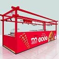 Red Food Kiosk With Transparent Display Case And Red Frame Structure 3d model