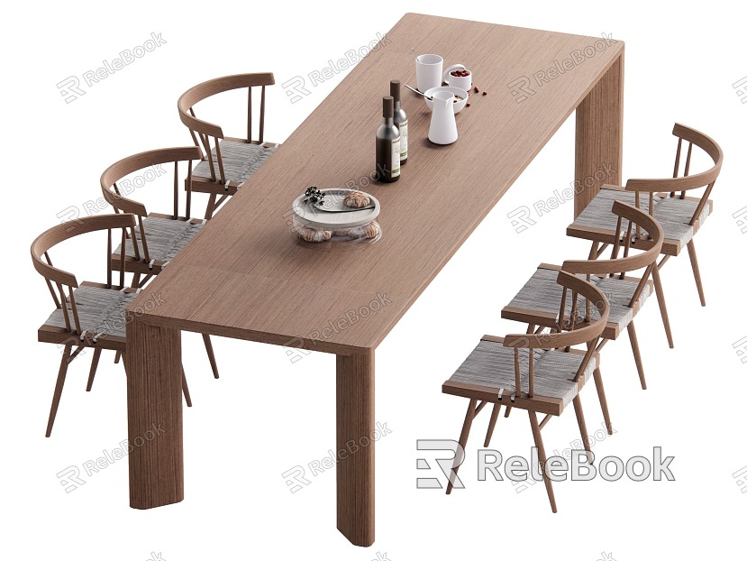 Dining Table and Chair Combination Log Style Dining Table and Chair Combination model