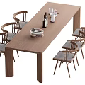 Dining Table and Chair Combination Log Style Dining Table and Chair Combination 3d model