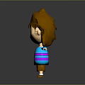 Cartoon Girl Character With Brown Hair Blue And Purple Striped Shirt Surprised Expression Arms Outstretched