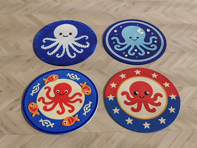 Cartoon Octopus Carpet Children's Room Carpet 3d model