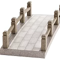 Gray Stone Bridge Design With Stone Railings And Slate Pavement Structure 3d model