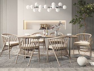 Modern Dining Table and Chair Combination Dining Table and Chair Combination Decorations Ornaments Jewelry Ornaments 3d model