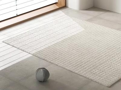 Light Colored Square Rug with Woven Texture in Modern Minimalist Bright Room 3d model