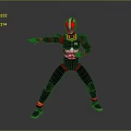Armored Insect Inspired Character In Black Red Yellow Battle Stance Pointing Forward
