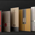 Stylish Double Doors Collection With Various Colors Materials And Designs 3d model