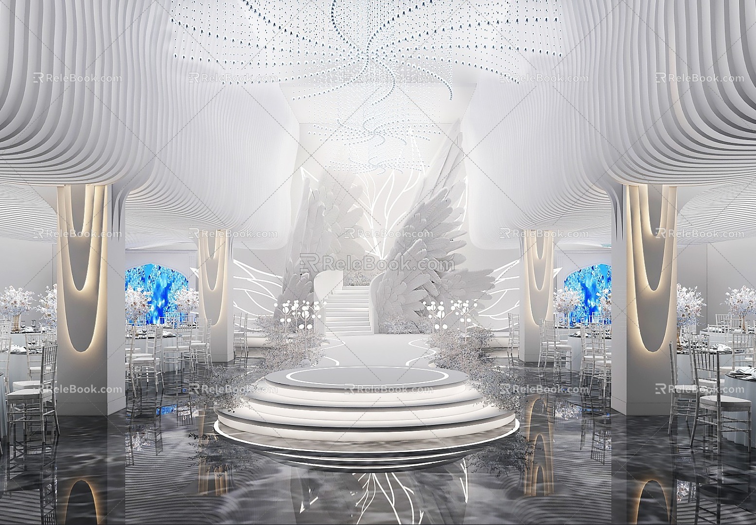 Light Luxury Ballroom 3d model