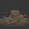 Old Fashioned Military Tank Featuring Tracks Turret Antenna Headlights And Worn Exterior