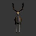 Detailed Spotted Deer With Large Antlers Standing On Dark Gray Background