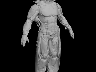 3D Character Creature Sculpture With Muscular Body Armor And Detailed Design Elements 3d model