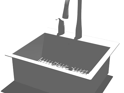 Modern Single Bowl Kitchen Sink With Faucet And Drainage Design 3d model