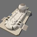 Modern White Dome Observatory Structure With Platform Staircase And Equipment 3d model