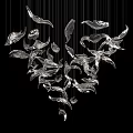 Transparent Glass Leaf Shaped Chandelier Modern Artistic Hanging Lighting Design