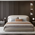 Modern Bedroom Interior With Double Bed Nightstands Table Lamps Pillows Blanket And Rug