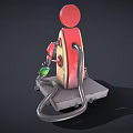 Cartoon Scene With Vintage Red And Yellow Texaco Gas Pump On Concrete Base