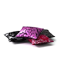 Sculpted Decorative Pillows With Intricate Swirl Patterns In Purple Black Red Colors